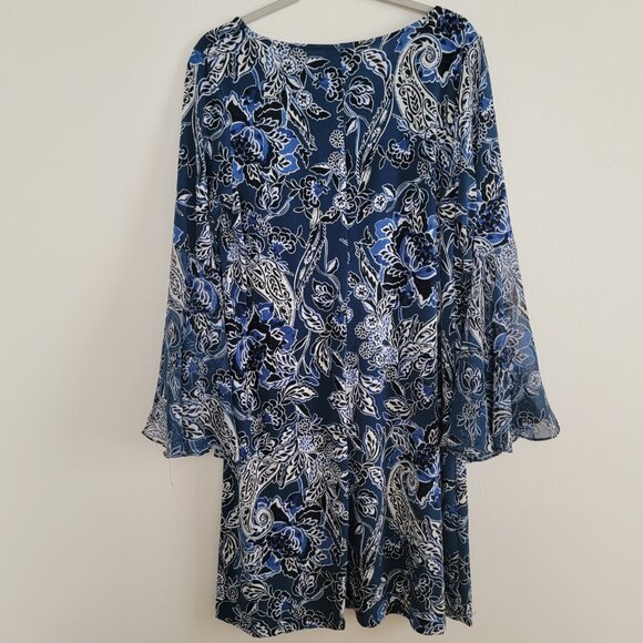 MSK Blue Floral Dress 1X Plus Size - Picture 4 of 4